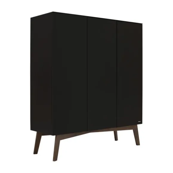 Kidsmill Sixties Kledingkast 3-deurs Zwart Mat / Walnoot