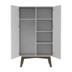 Kidsmill Sixties Kledingkast 2-Deurs Wit Mat / Walnoot