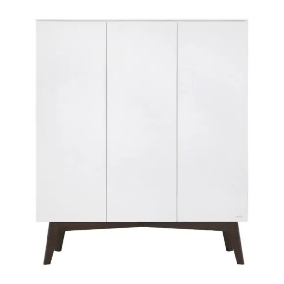 Kidsmill Sixties Kledingkast 3-deurs Wit Mat / Walnoot
