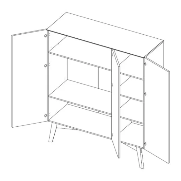 Kidsmill Sixties Kledingkast 3-deurs Wit Mat / Walnoot