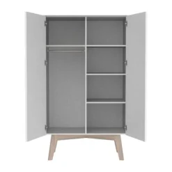 Kidsmill Sixties Kledingkast 2-Deurs Wit Mat / Naturel