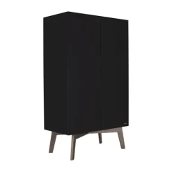 Kidsmill Sixties Kledingkast 2-Deurs Zwart Mat / Walnoot