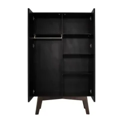 Kidsmill Sixties Kledingkast 2-Deurs Zwart Mat / Walnoot