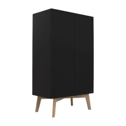 Kidsmill Sixties Kledingkast 2-Deurs Zwart Mat / Naturel