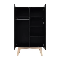 Kidsmill Sixties Kledingkast 2-Deurs Zwart Mat / Naturel