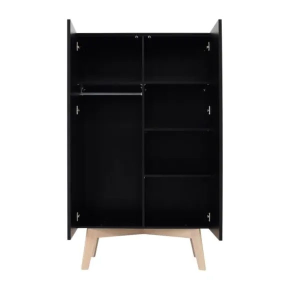 Kidsmill Sixties Kledingkast 2-Deurs Zwart Mat / Naturel