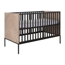 Kidsmill Vince Babybed Black / Oak 60 x 120 cm