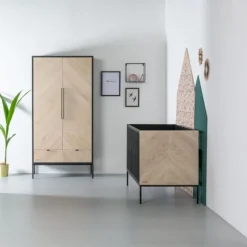 Kidsmill Vince Babybed Black / Oak 60 x 120 cm