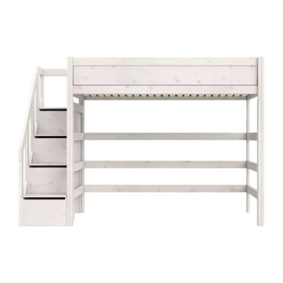 Life Time Hoogslaper Deluxe - White Wash - 177 cm - 120 cm - Met Trapkast