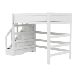 Life Time Hoogslaper Premium - White Wash - 177 cm - 120 cm - Met Trapkast
