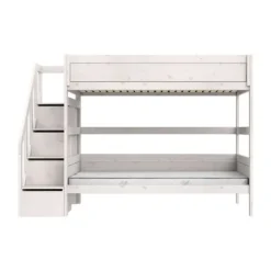 Life Time Stapelbed Deluxe - White Wash - 120 cm - Met Trapkast