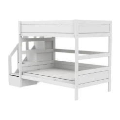 Life Time Stapelbed Premium - White Wash - 120 cm - Met Trapkast