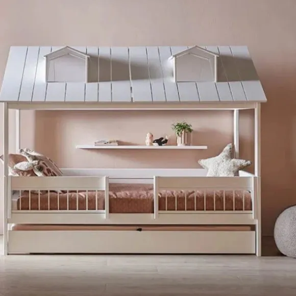 LIFETIME Beach House Huisbed - 90x200 cm - Premium Rolbodem - Wit