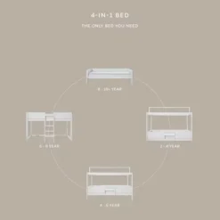 LIFETIME Bed Met Dakframe - 4-in-1 Bed - Premium Whitewash