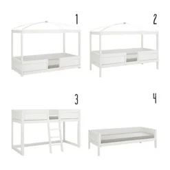 LIFETIME Kidsrooms 4 in 1 Hemelbedcombinatie Luxe Wit Gelakt