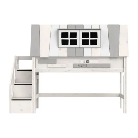 LIFETIME Kidsrooms Halfhoogslaper - My Hangout - Luxe Lattenbodem - Wit Gelakt