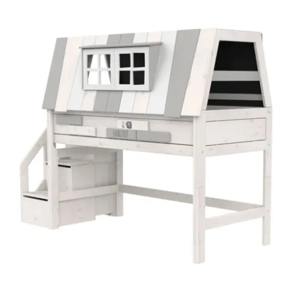 LIFETIME Kidsrooms Halfhoogslaper - My Hangout - Luxe Lattenbodem - Wit Gelakt