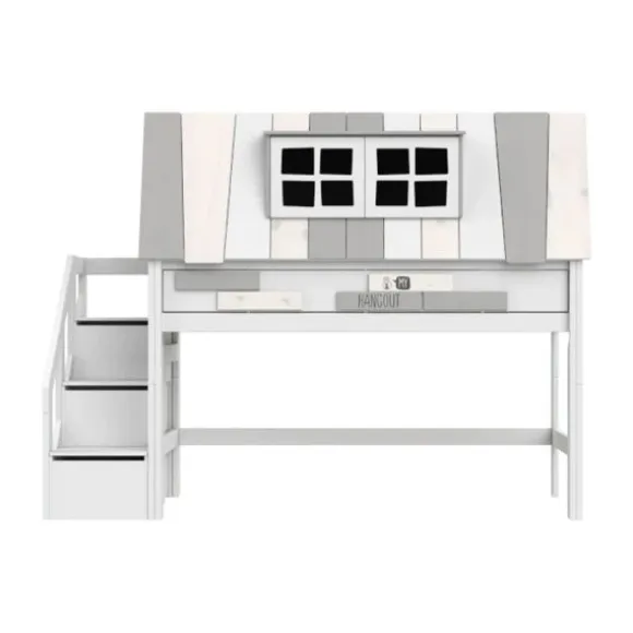 LIFETIME Kidsrooms Halfhoogslaper - My Hangout - Luxe Lattenbodem - Wit Gelakt