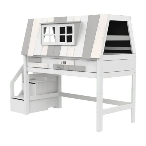 LIFETIME Kidsrooms Halfhoogslaper - My Hangout - Luxe Lattenbodem - Wit Gelakt