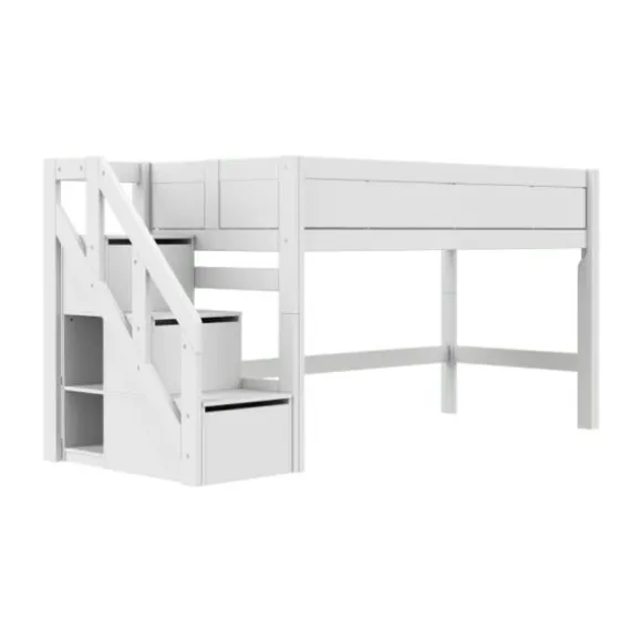LIFETIME Kidsrooms Halfhoogslaper met Trapkast – 90x200 cm – Premium Rolbodem