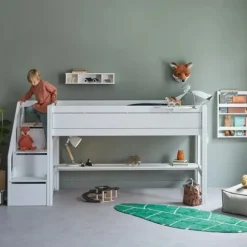 LIFETIME Kidsrooms Halfhoogslaper met Trapkast – 90x200 cm – Premium Rolbodem