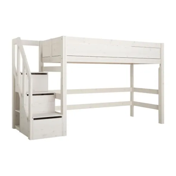 LIFETIME Kidsrooms Hoogslaper Met Trapkast Whitewash