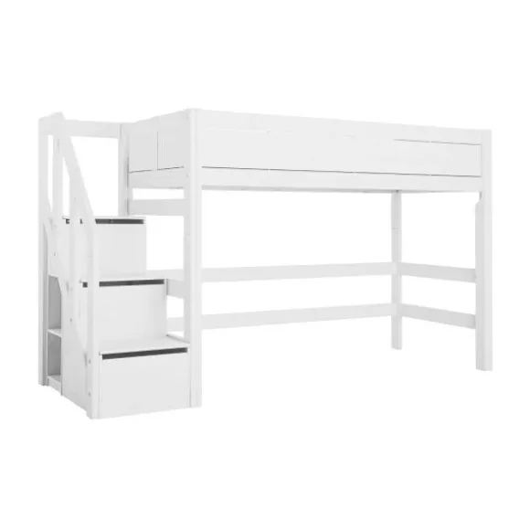 LIFETIME Kidsrooms Hoogslaper Met Trapkast Whitewash