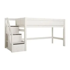 LIFETIME Kidsrooms Hoogslaper Met Trapkast Luxe Whitewash