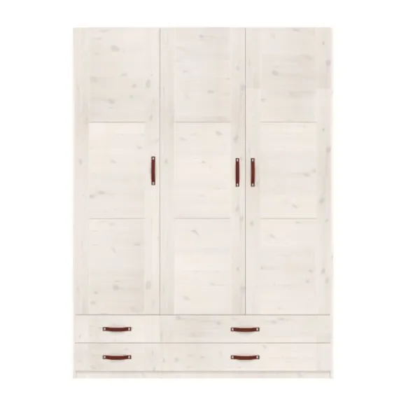 LIFETIME Kidsrooms Kledingkast 3-Deurs - 4 Laden - White Wash