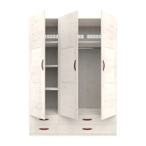 LIFETIME Kidsrooms Kledingkast 3-Deurs - 4 Laden - White Wash