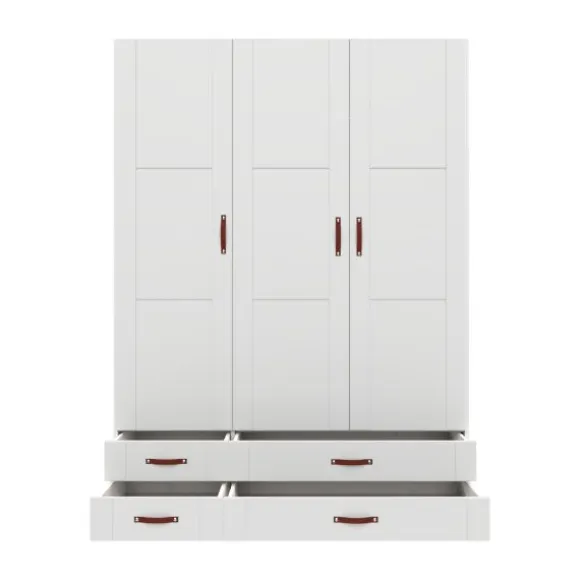 LIFETIME Kidsrooms Kledingkast 3-Deurs - 4 Laden - White Wash