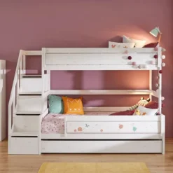 LIFETIME Kidsrooms Stapelbed Family Met Trapkast - Premium - 90/120 x 200 cm