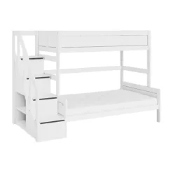 LIFETIME Kidsrooms Stapelbed Family met Trapkast Whitewash 140 x 200 cm