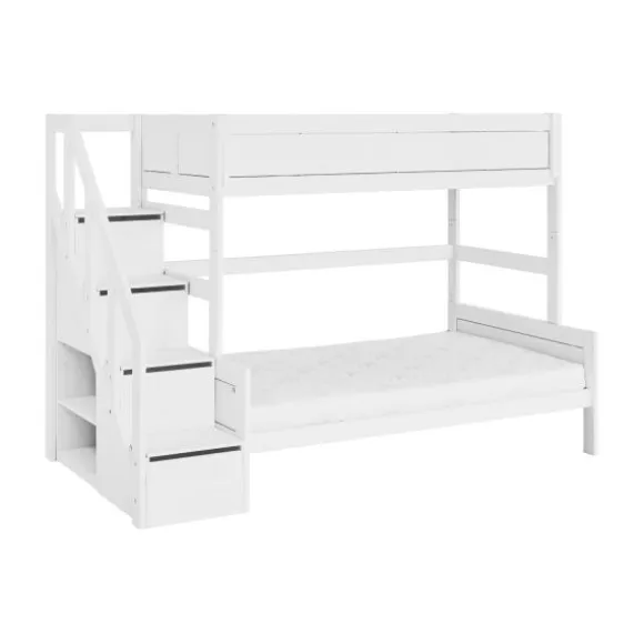LIFETIME Kidsrooms Stapelbed Family met Trapkast Whitewash 140 x 200 cm