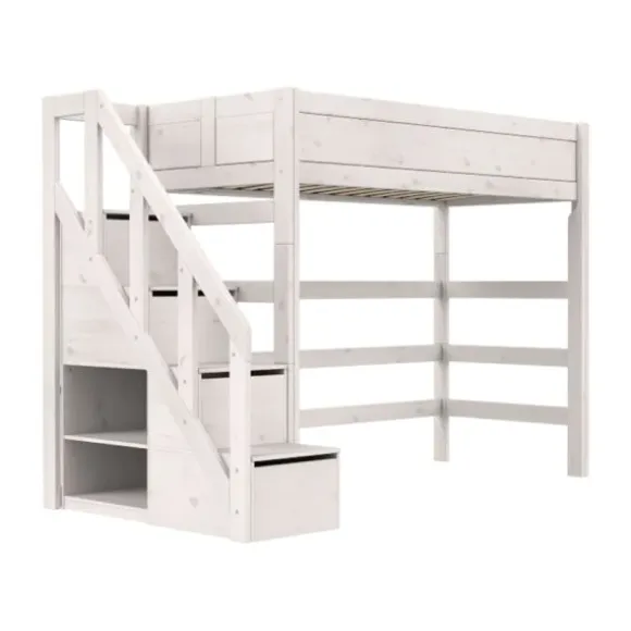 LIFETIME Kidsrooms Hoogslaper met Trapkast – 90×200 cm – Premium Rolbodem