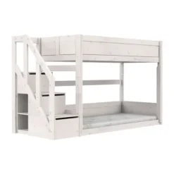 LIFETIME Kidsrooms Stapelbed Laag met Trapkast – 90×200 cm – Premium Rolbodem