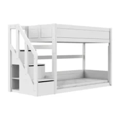 LIFETIME Kidsrooms Stapelbed Laag met Trapkast – 90×200 cm – Premium Rolbodem
