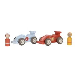 Little Dutch Pullback Racewagens Inclusief Pegdolls – Set van 2 – Hout