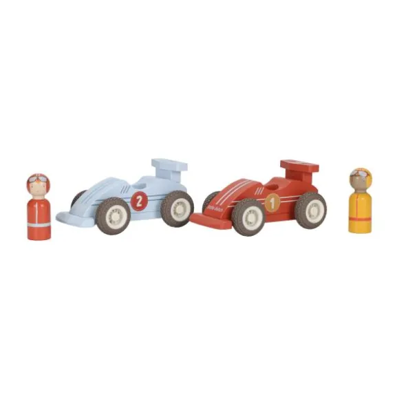 Little Dutch Pullback Racewagens Inclusief Pegdolls – Set van 2 – Hout