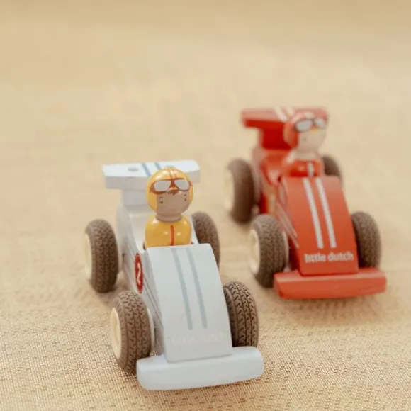 Little Dutch Pullback Racewagens Inclusief Pegdolls – Set van 2 – Hout