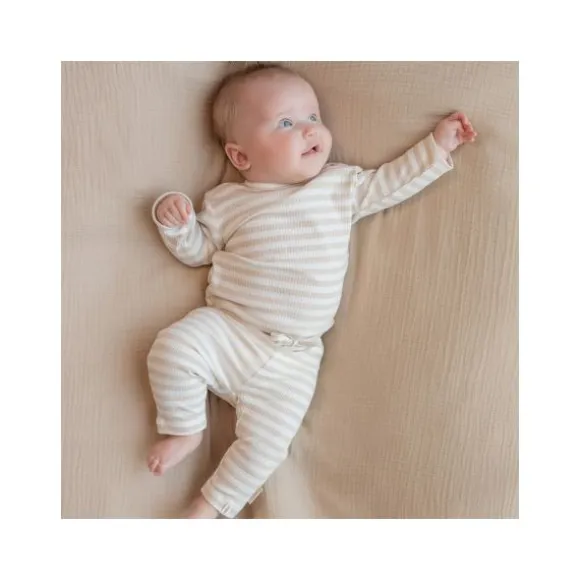 Little Dutch Stripe T-shirt - Lange Mouw - Mt. 50 – Zand/Wit