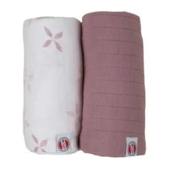 Lodger Hydrofieldoek - 2 Stuks - 110 x 110 cm - Matcha - Powder / Rose