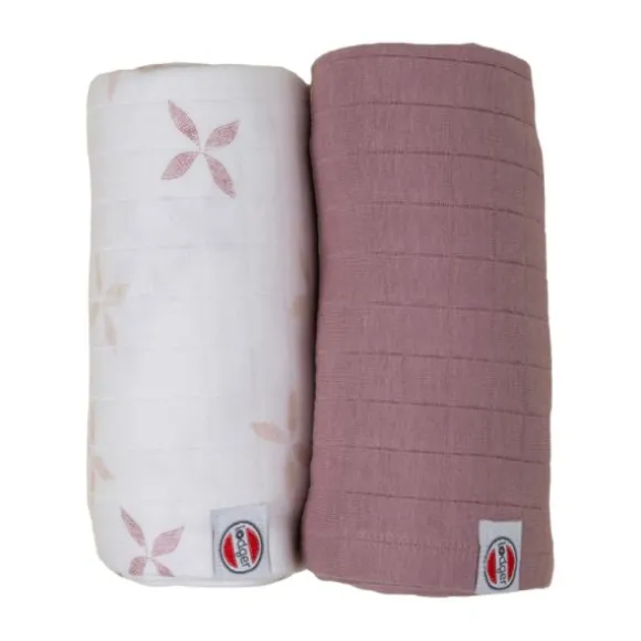 Lodger Hydrofieldoek - 2 Stuks - 110 x 110 cm - Matcha - Powder / Rose