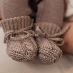 Lodger Slofjes Gebreid Met Kabel - 0-6 mnd - Buffalo