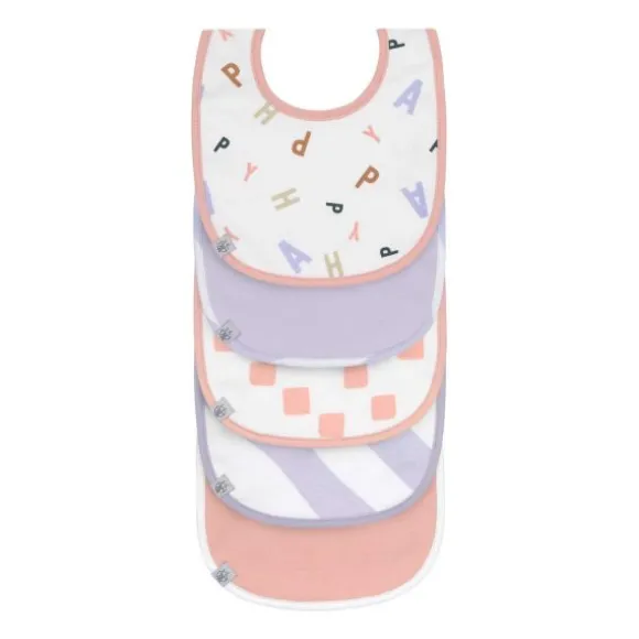 Lässig Slabbetjes Set van 5 - Happy Fruits - Peach/Pastel Lilac