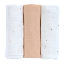 Lässig Swaddle & Burp L Multidoek - GOTS - 3pcs - 85 x 85 cm - Leave Olive