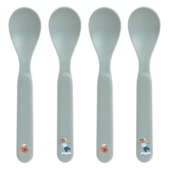 Lässig Tiny Team Dog Lepels - 4 Stuks - PP/Cellulose - Blauw