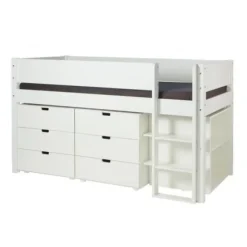 Manis-h ARN Combinatie Halfhoog Bed Met Lattenbodem En Extra Opbergruimte - 90 x 200 cm