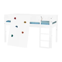 Manis-h BORR Combinatie Halfhoogslaper Met Lattenbodem En Klimwand - 90 x 200 cm