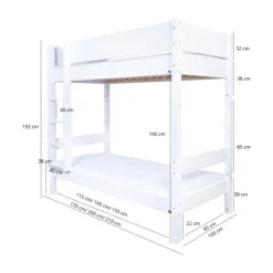 Manis-h MAIA Combinatie Hoog Stapelbed Met Lattenbodem - 90 x 200 cm